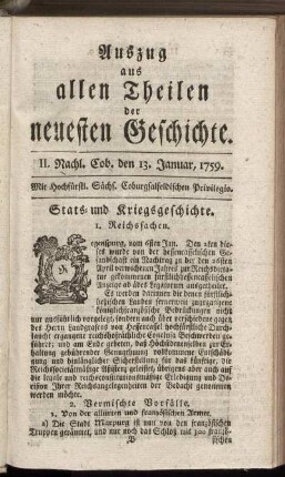 II. Nachl. Cob. den 13. Januar, 1759.