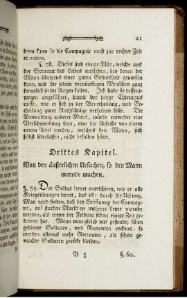 Drittes Kapitel. Von den äußerlichen Ursachen, so den Mann marode machen.