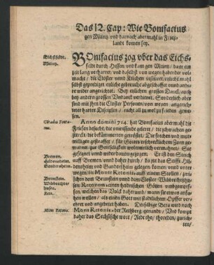 Das 12. Cap: Wie Bonifacius gen Meintz/ und darnach abermahl in Frießlandt komen sey.
