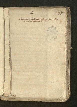 Victoris Episcopi Tonnensis Chronica. Liber unus