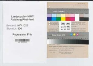 Entnazifizierung Fritz Rugenstein , geb. 15.05.1900 (Angestellter)