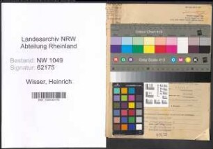 Entnazifizierung Heinrich Wisser , geb. 16.04.1898 (Inspektor)
