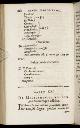 Caput XXI. De Medicamentis Ad Linguæ fauciumque affectus.