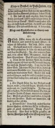 Klag- und Trost-Lieder in Creutz und Anfechtung. - Von der Welt Eitelkeit.