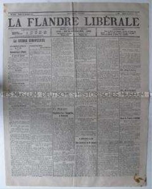 Belgische Tageszeitung "La Flandre Libérale" aus der ersten Phase des 1. Weltkrieges