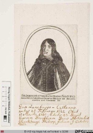 Bildnis Christian Ludwig, Herzog zu Braunschweig-Lüneburg-L. (reg. 1641-65)