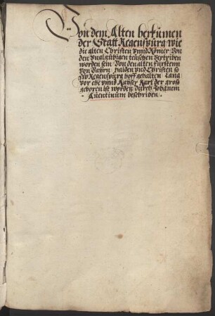 Vom Herkommen der Freistatt Regensburg. Warnuss von Wegen der Türken - BSB Cgm 1582