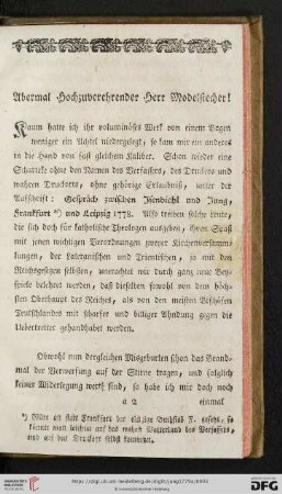 Abermal Hochzuverehrender Herr Modelstecher!