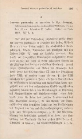 699-701 [Rezension] Perraud, Adolphe Louis Albert, Oeuvres pastorales et oratoires