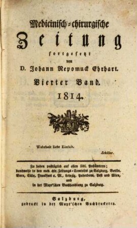 Medicinisch-chirurgische Zeitung. 1814, 4