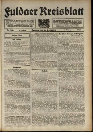 Erste Ausgabe vom Samstag, den 06. September 1913.
