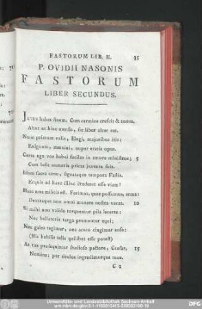 P. Ovidii Nasonis Fastorum Liber Secundus.