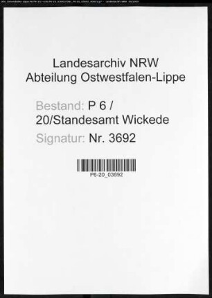 Sterberegister Standesamt Wickede