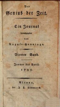 Der Genius der Zeit : ein Journal, 4. 1795