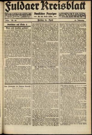 Ausgabe vom Freitag, den 16. April 1920.