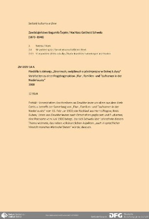 Vorarbeiten zu einer Fragebogenaktion „Flur-, Familien- und Taufnamen in der Niederlausitz“