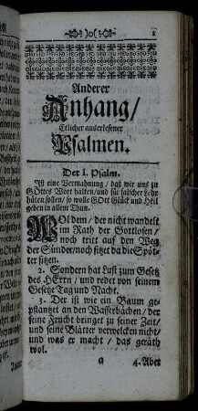 Anderer Anhang/ Etlicher auserlesener Psalmen.