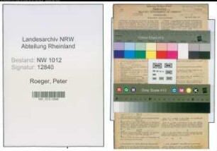 Entnazifizierung Peter Roeger , geb. 26.11.1877 (Kaufmann)
