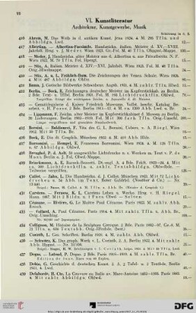 VI. Kunstliteratur (Nr. 416-538)