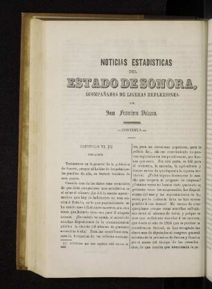 Noticias Estadisticas del Estado de Sonora, acompanadas de ligeras Reflexiones.
