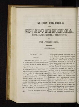 Noticias Estadisticas del Estado de Sonora, acompanadas de ligeras Reflexiones.