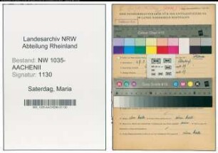 Entnazifizierung Maria Saterdag , geb. 27.08.1908 (Kindergaertnerin)