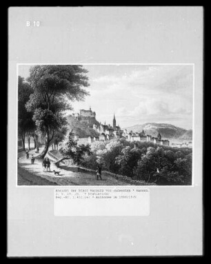 Ansicht der Stadt Marburg von Südwesten