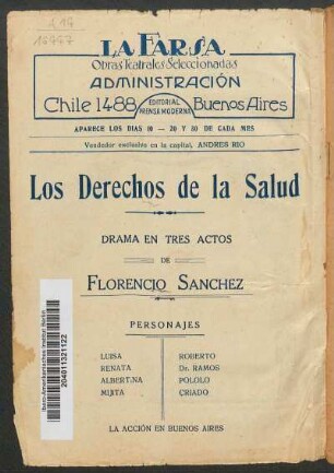 Los derechos de la salud : drama en tres actos
