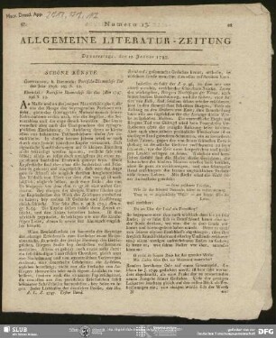 Allgemeine Literatur-Zeitung, Nr. 13, vom 12.01.1797, Jena