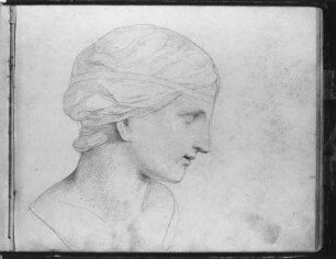Studie nach einer antiken weiblichen, mit einem Stirnband geschmückten Büste