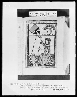 Weingartner Liederhandschrift — Herr Ulrich von Munegur, Folio 109recto
