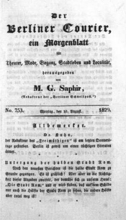 No. 753., Montag, den 10. August 1829
