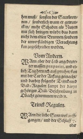 Trinck Regulen.
