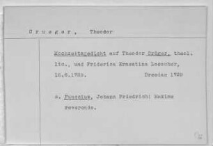 Crüger, Theodor - Cunrad, Christoph