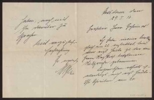 Schreiben an Hermann Muthesius (Brief)