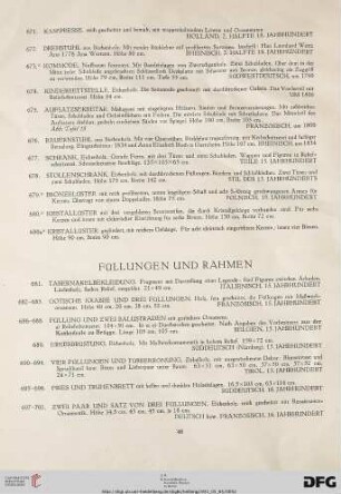 Füllungen und Rahmen (Nr. 681-784)