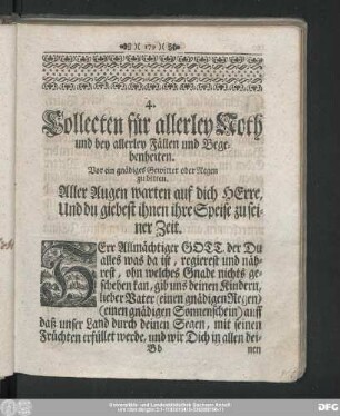 4. Collecten für allerley Noth und bey allerley Fällen und Begebenheiten.