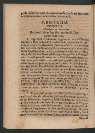 Membrum Posterius ostendens ac evertens, Heterodoxiam seu sententiam falsam adversariorum.