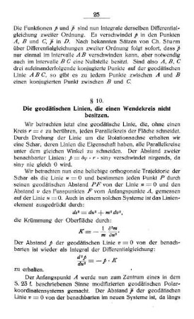 § 10. Die geodätischen Linien, die einen Wendekreis nicht besitzen.