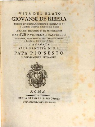 Vita del beato Giovanni de Ribera, Patriarcha di Antiochia ...