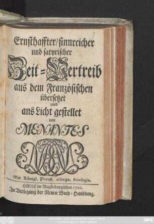 Ernsthaffter, sinnreicher und satyrischer Zeit-Vertreib
