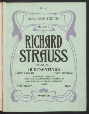 [3]: Liebeshymnus : Op. 32 No. 3 : Gesang und Orchester