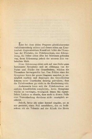 Ein Fall von Thrombose der Pfortader