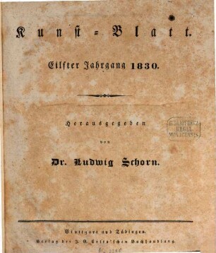 Morgenblatt für gebildete Stände. Kunst-Blatt. 11. 1830