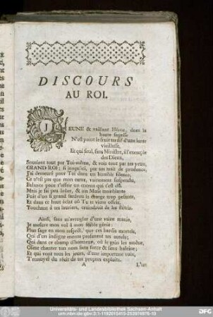 Discours Au Roi.