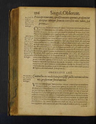 Observatio LXII. Contractus ex modicitate precij et pacto retrouensitionis, praesumitur foeneraticius.