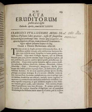 N. IV. [...] Calendis Aprilis, Anni M DC LXXXVII.