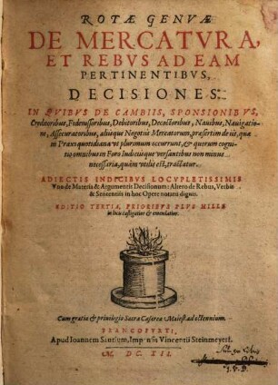 Rotae Genuae de mercatura et rebus ad eam pertinentibus decisiones