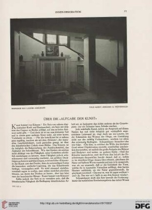 Über die "Aufgabe der Kunst"