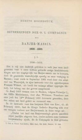Eerste Hoofdstuk. Betrekkingen Der O. I. Compagnie Met Banjer-Massin. 1606 - 1660.